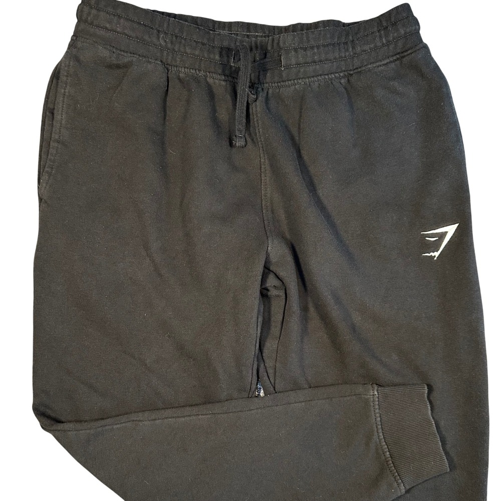 Gymshark Mens Crest Joggers Black Sweatpants Small Embroidered Logo